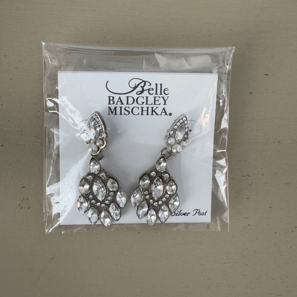 Belle Badgley Mischka Statement Earrings With Pearls and Crystals - Picture 6 of 6